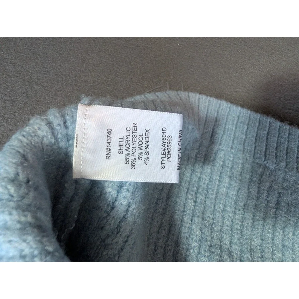 Hyacinth House Women’s XL Colorblock Turtleneck Sweater Brown Blue Wool Blend